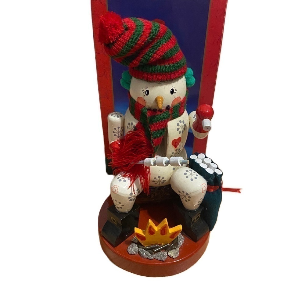 Kurt Adler Fireside Frosty Wooden Nutcracker Campfire S’more Snowman Christmas